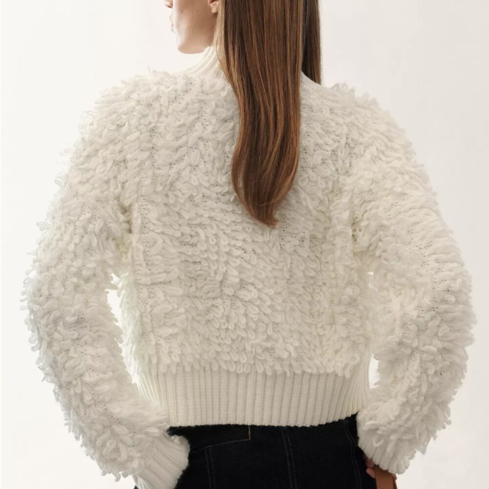 ANTHROPOLOGIE MAEVE Callahan Mock-Neck Loop-Stitch Sweater in Cream/Ivory - Picture 4 of 10